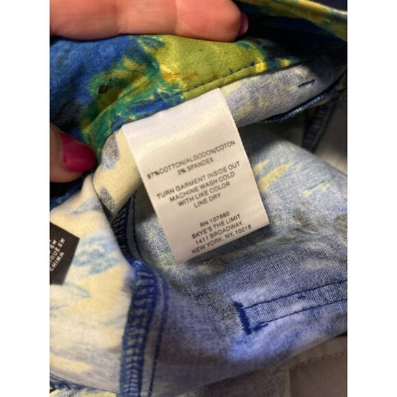 Skies the Limit Blue Yellow Floral Artsy Colorful Pants Sz 4 - Picture 7 of 9